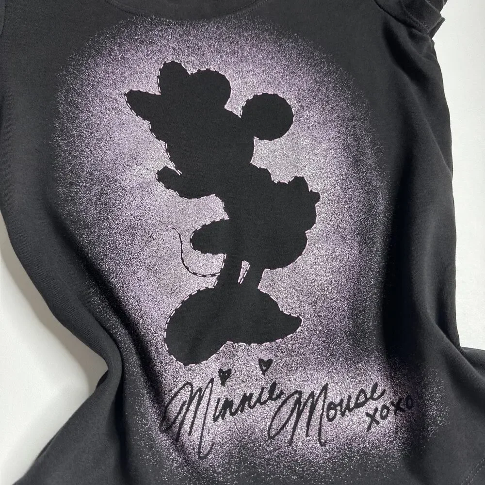 Vintage Disneyland Hong Kong Disneyland Minnie Mouse Glitter TShirt Size Small - Picture 6 of 9